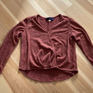 High low rusty red sweater